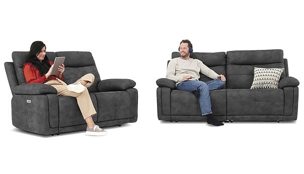 Madrid 3-Sitzer und 2-Sitzer-Sofa mit Relaxfunktion schwarz Seats and Sofas