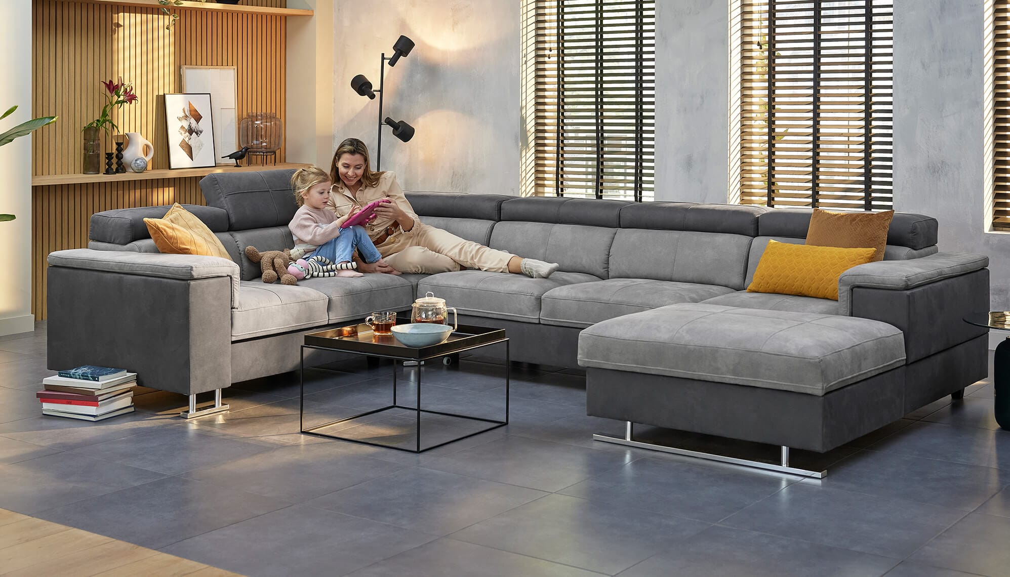 Wohnlandschaft Garnitur Sofa Couch mit Schlaffunktion + Stauraum hot